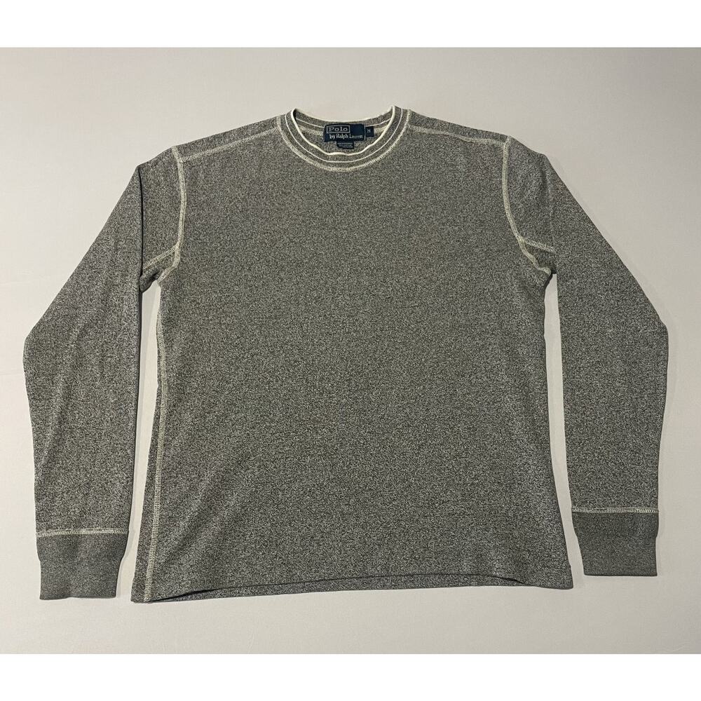 VTG Polo Ralph Lauren Heather Gray Long Sleeve Pullover Crewneck Sweater Size M‎